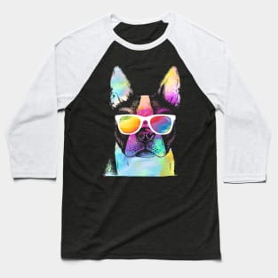 Rainbow Summer Pug Baseball T-Shirt